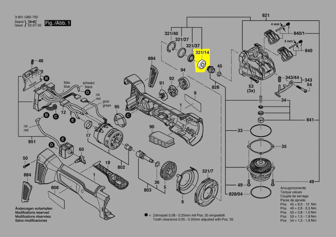 Roulement à billes 8 x 22 x 7 rigide réf. 1 600 905 032 BOSCH